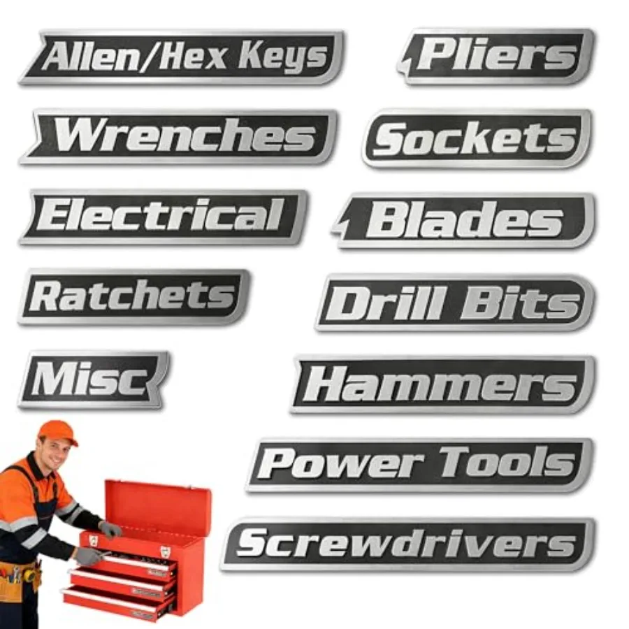 12 PCS Magnetic Tool Box Lables, Newly Upgraded Toolbox Magnetic Labels, General Tool Box Organize Accessories, Reusable Magnet
12 PCS Magnetic Tool Box Lables, Newly Upgraded Toolbox Magnetic Labels, General Tool Box Organize Accessories, Reusable Magnet
