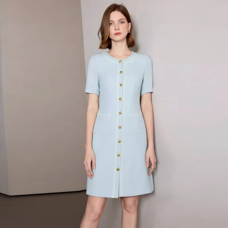 Luxury High Quality 2026 Dress Light Summer Round Neck Suit Skirt
Luxury High Quality 2026 Dress Light Summer Round Neck Suit Skirt