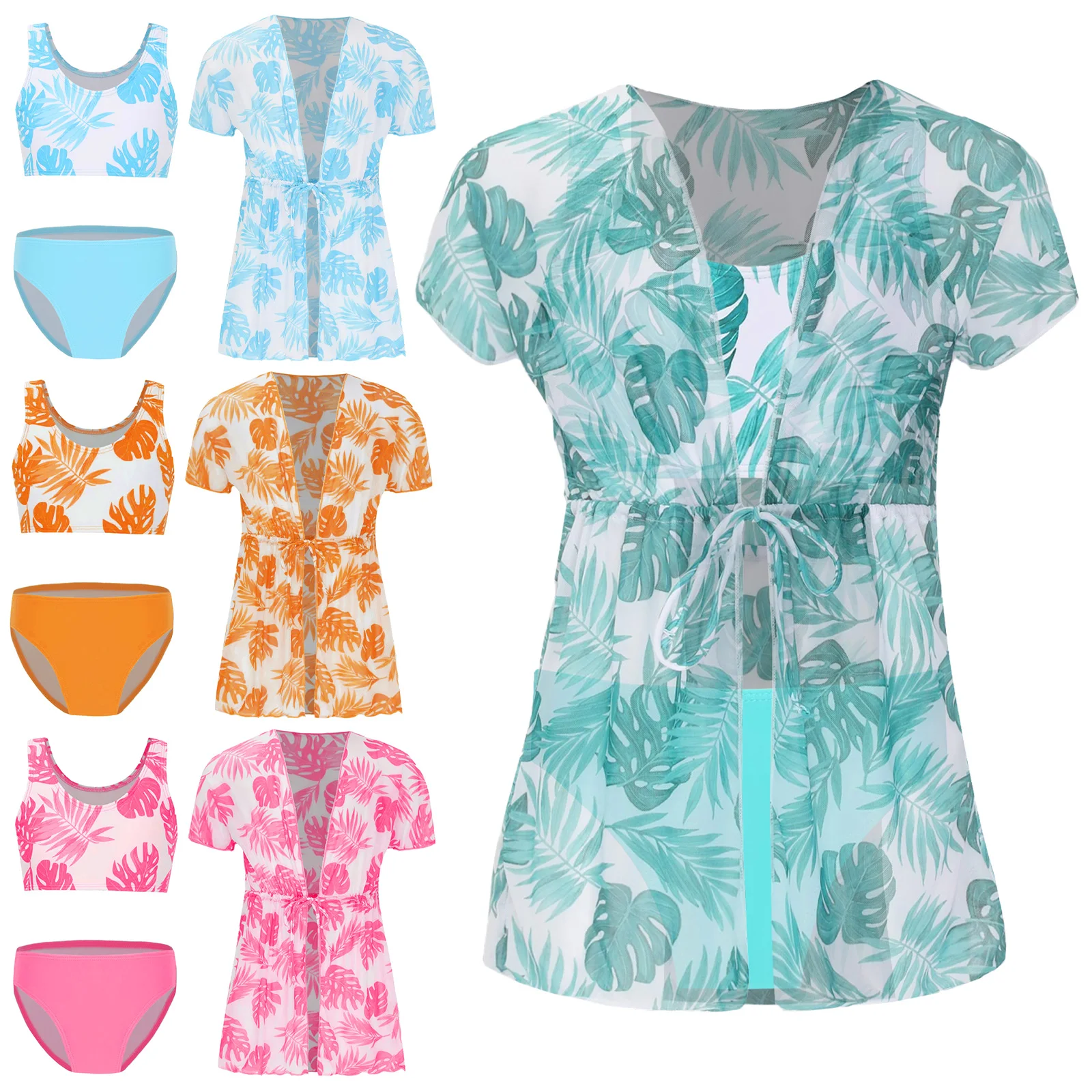 Kid Girl Tropical Print Swimwear 3 Pieces Summer Beach Swimsuit Tank Top Brief Chiffon Cover Up Set Swimwear Sun Protection Suit
Kid Girl Tropical Print Swimwear 3 Pieces Summer Beach Swimsuit Tank Top Brief Chiffon Cover Up Set Swimwear Sun Protection Suit