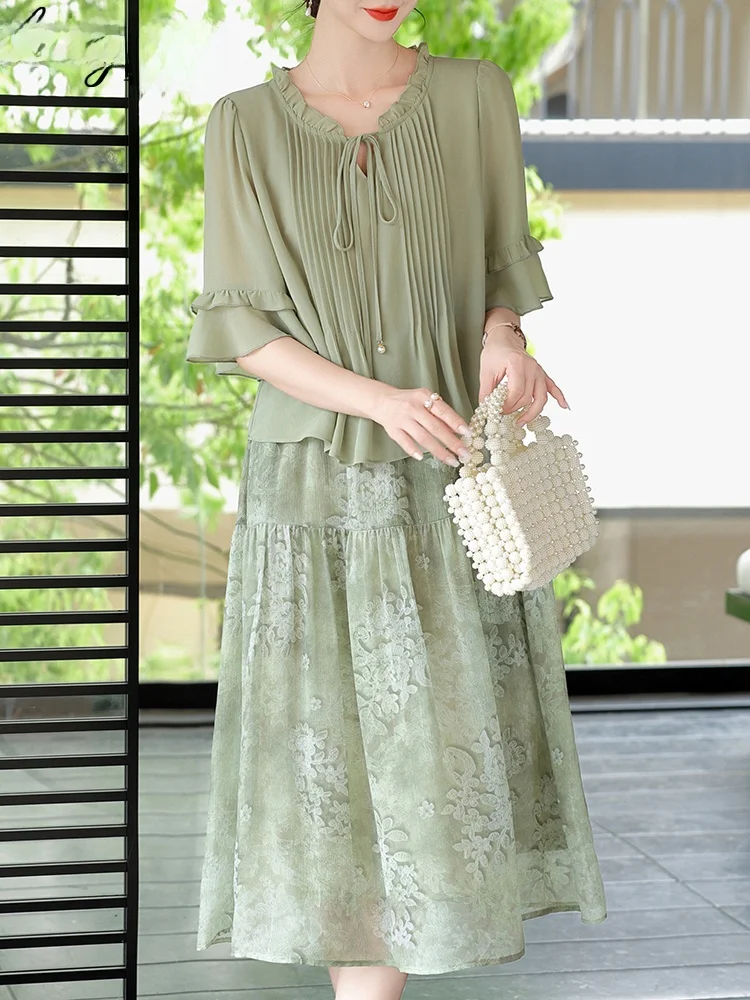 Ele Mommy Summer Dr 2025 New Sle Faionable Midi Skirt ort Sve Chiffon Loose Fit round Ne Thin Polyester
Ele Mommy Summer Dr 2025 New Sle Faionable Midi Skirt ort Sve Chiffon Loose Fit round Ne Thin Polyester