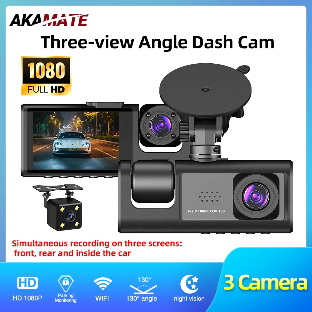 3 Cameras Car DVR Recorder 3-Lens Inside Vehicle Dash Cam Three Way Camera DVRs Dashcam HD 1080P 3 Channel wifi Video Camcorder
3 Cameras Car DVR Recorder 3-Lens Inside Vehicle Dash Cam Three Way Camera DVRs Dashcam HD 1080P 3 Channel wifi Video Camcorder