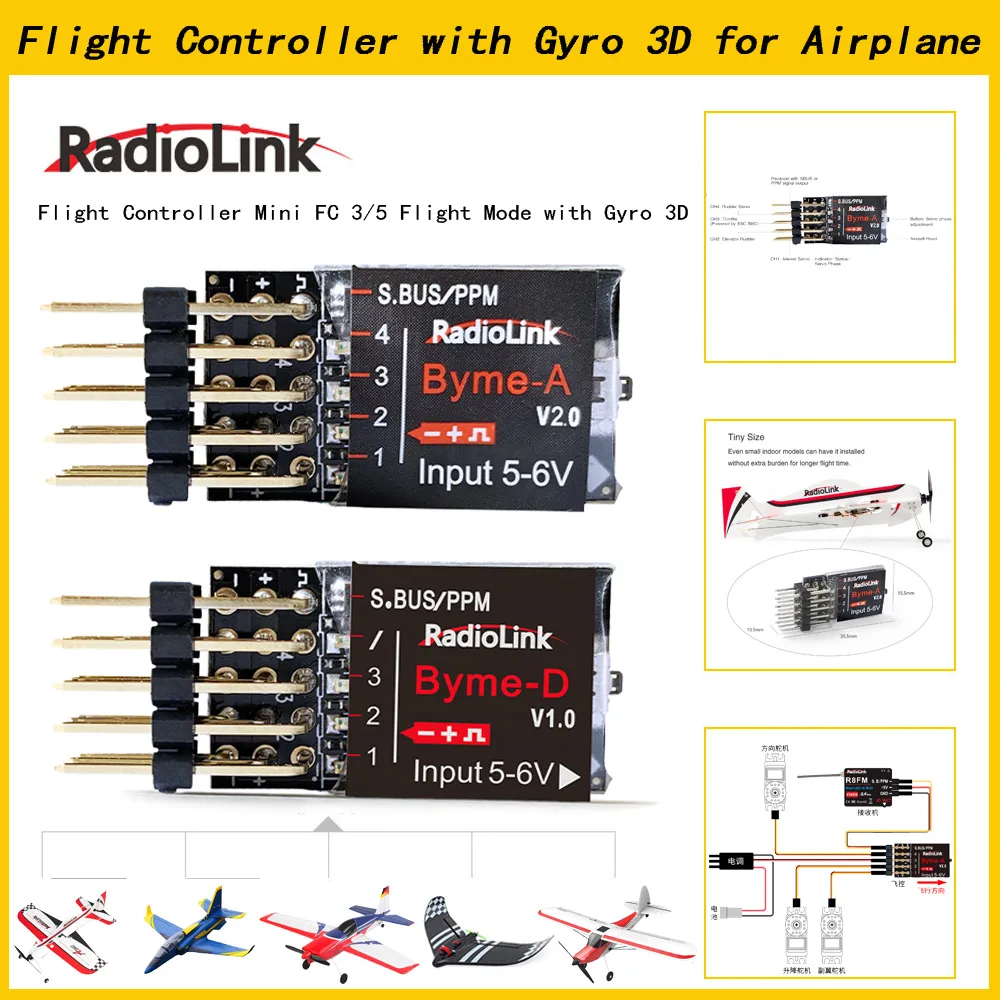 Radiolink Byme-A Byme-D Byme-DB Flight Controller Mini FC 3/5 Flight Mode with Gyro 3D for RC 4CH Jet Airplane Straight Wing
Radiolink Byme-A Byme-D Byme-DB Flight Controller Mini FC 3/5 Flight Mode with Gyro 3D for RC 4CH Jet Airplane Straight Wing