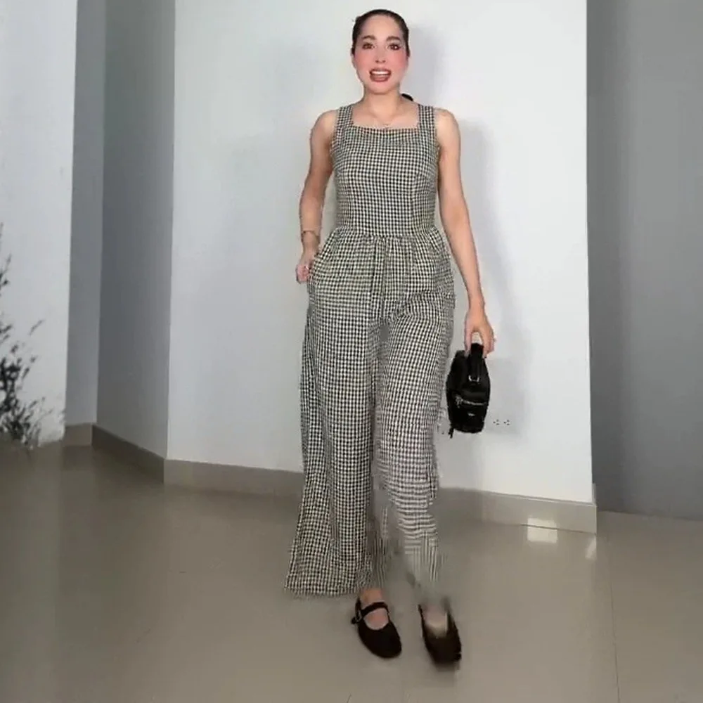 Fashion U Neck Grid Print Camisole Jumpsuit Women Summer Casual Slim Fit Overall Playsuit Long Pants
Fashion U Neck Grid Print Camisole Jumpsuit Women Summer Casual Slim Fit Overall Playsuit Long Pants