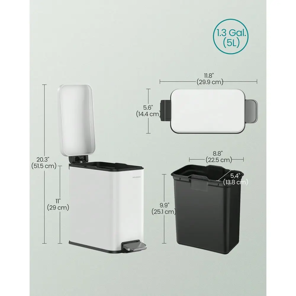 1.3 Gallon Bathroom Trash Can With Lid Slim Design For Small Spaces, Stainless Steel Garbage Can, Soft Close, 5L Small Trash Bi
1.3 Gallon Bathroom Trash Can With Lid Slim Design For Small Spaces, Stainless Steel Garbage Can, Soft Close, 5L Small Trash Bi