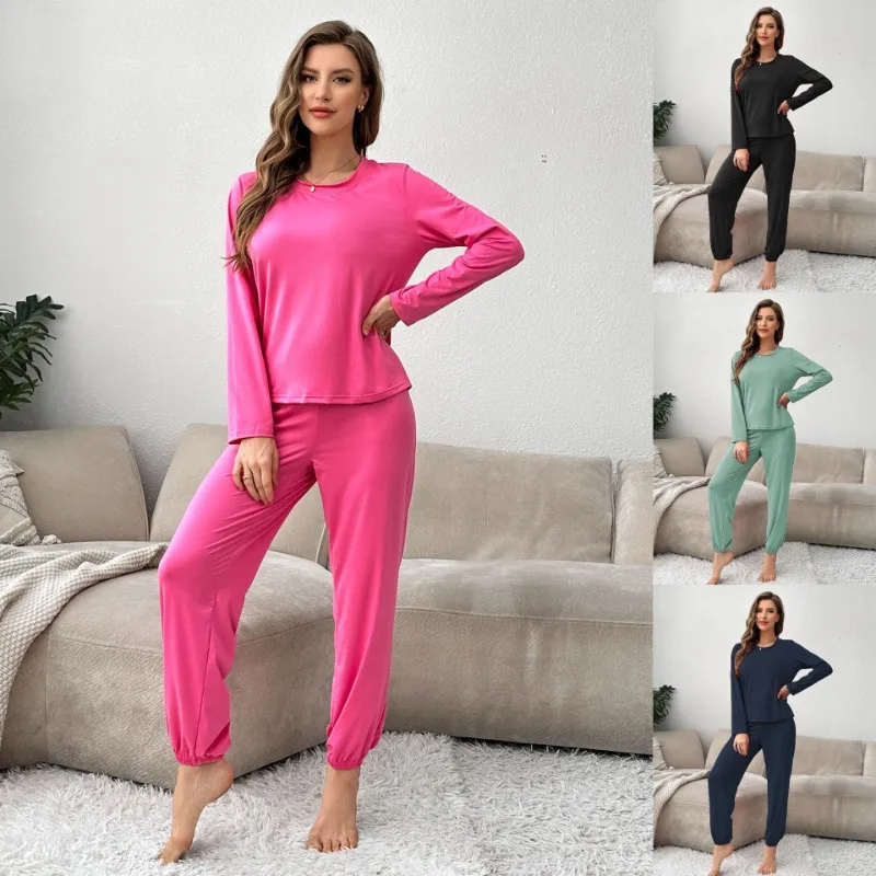 Comfortable Home Clothes Soft Casual Women's Pajama Set Long Sleeve Long Pants Solid Color 2025 New Style Can Be Worn Externally
Comfortable Home Clothes Soft Casual Women's Pajama Set Long Sleeve Long Pants Solid Color 2025 New Style Can Be Worn Externally