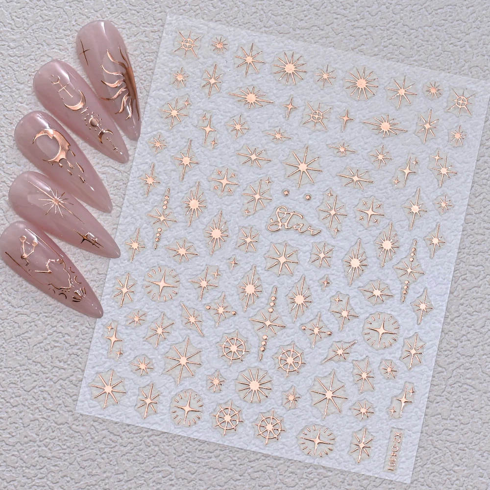 1Pcs 3D Rose Gold Star Moon Nail Art Sticker Cloud Starlight Y2K Snake Totems Self-adhesive Nail Decal DIY Manicure Decor Slider
1Pcs 3D Rose Gold Star Moon Nail Art Sticker Cloud Starlight Y2K Snake Totems Self-adhesive Nail Decal DIY Manicure Decor Slider