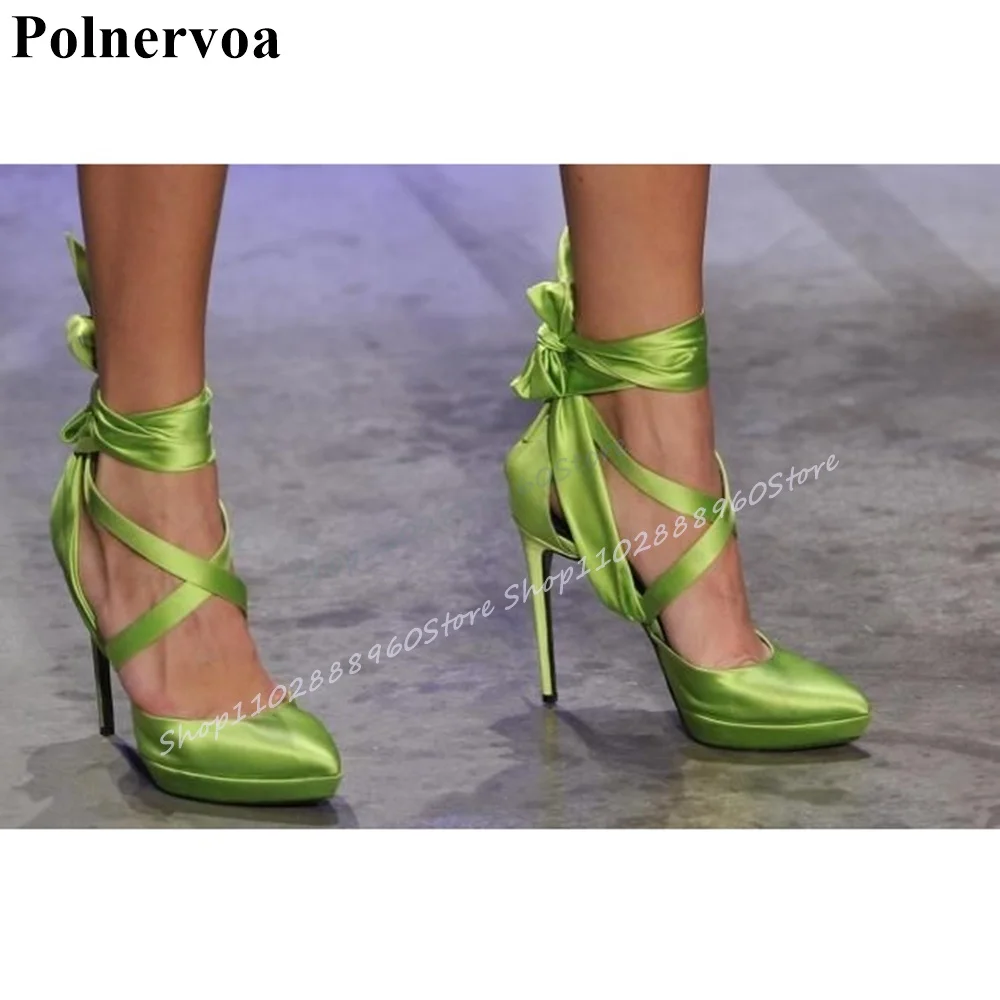 Luxury Green Satin Ribbon Shallow Sandals Thin High Heel Shoes For Women Lace Up Pointed Toe 2026 Fashion Zapatos Para Mujere
Luxury Green Satin Ribbon Shallow Sandals Thin High Heel Shoes For Women Lace Up Pointed Toe 2026 Fashion Zapatos Para Mujere