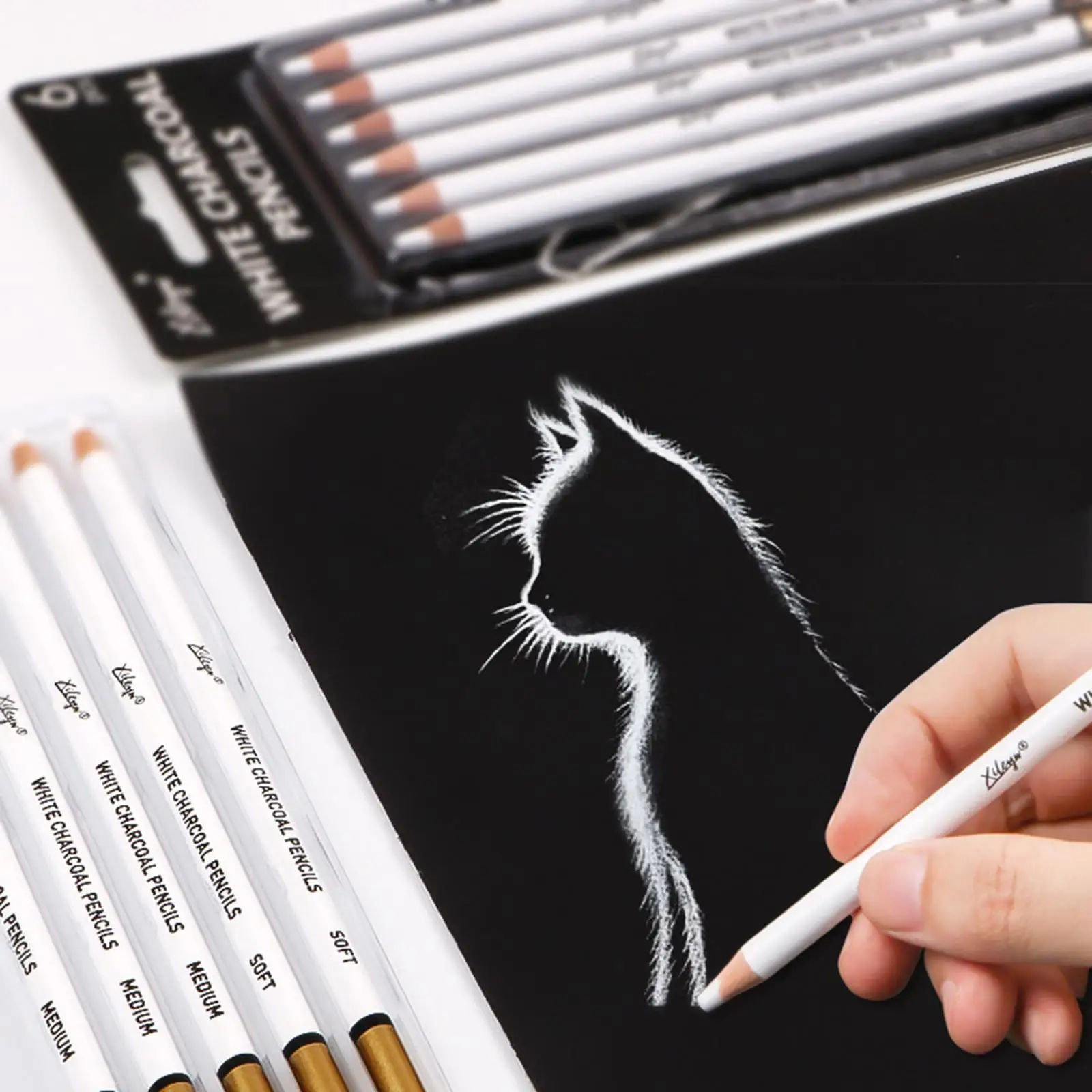 Bright Charcoal Pencils Sketching Soft and Medium 4mm 6 Pcs Professional White Sketching Pens for Studio Drawer Artists Adults
Bright Charcoal Pencils Sketching Soft and Medium 4mm 6 Pcs Professional White Sketching Pens for Studio Drawer Artists Adults