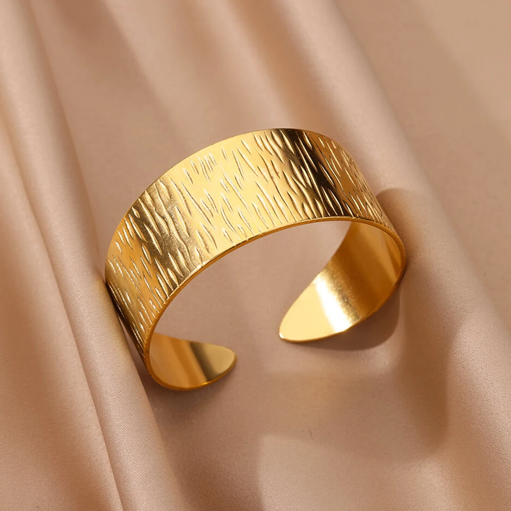 Stainless Steel Bangles For Women Men Gold Color Open Wide Cuff Bracelet Bangle Female Fashion Wrist Jewelry Gift 2024 New Trend
Stainless Steel Bangles For Women Men Gold Color Open Wide Cuff Bracelet Bangle Female Fashion Wrist Jewelry Gift 2024 New Trend