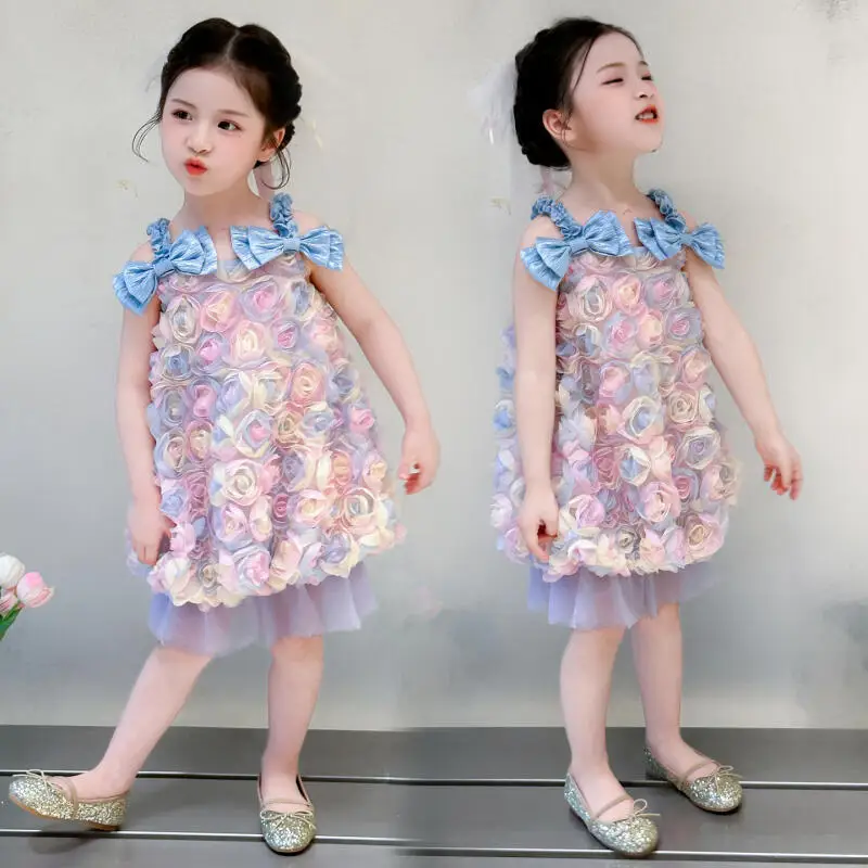 Summer Girls Three-Dimensional Flower Sleeveless Dress New Sweet Vest Puff Skirt Fashion Princess Short-Sleeved Mesh Skirt Dress
Summer Girls Three-Dimensional Flower Sleeveless Dress New Sweet Vest Puff Skirt Fashion Princess Short-Sleeved Mesh Skirt Dress