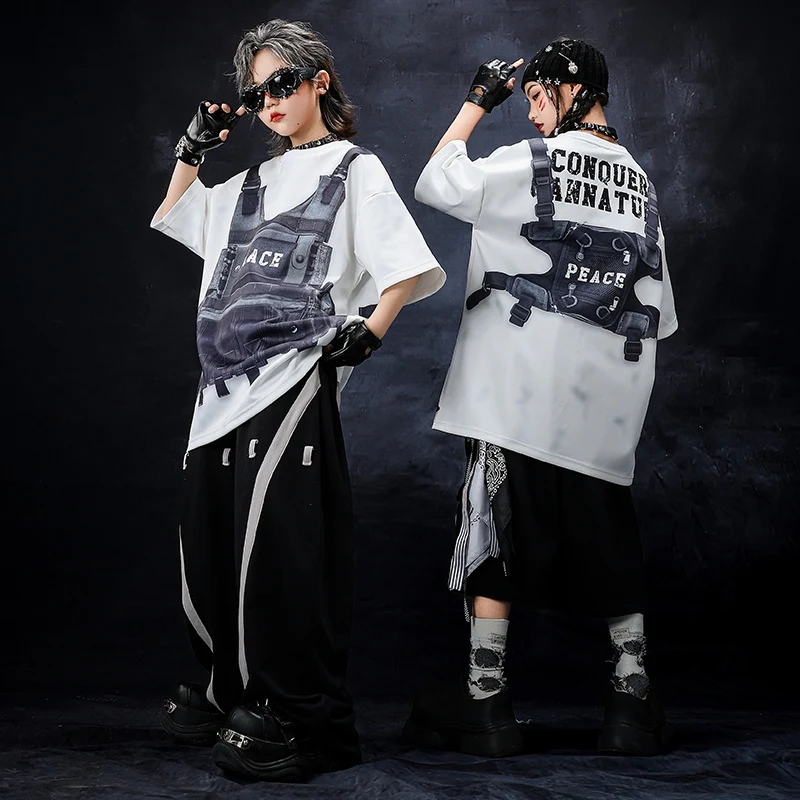 Boys Street Dance Costume Children Hip Hop Performance Outfit Oversize Top Black Shuffle Pants Jazz Dance Show Stage Wear 2603
Boys Street Dance Costume Children Hip Hop Performance Outfit Oversize Top Black Shuffle Pants Jazz Dance Show Stage Wear 2603