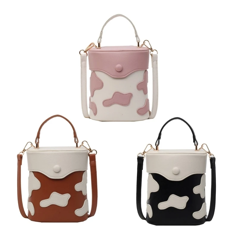 Women Contrast Color Milk Pattern PU Leather Bucket Bag Korean Style Casual Crossbody Bag Small Shoulder Bag Shopping Handbag
Women Contrast Color Milk Pattern PU Leather Bucket Bag Korean Style Casual Crossbody Bag Small Shoulder Bag Shopping Handbag