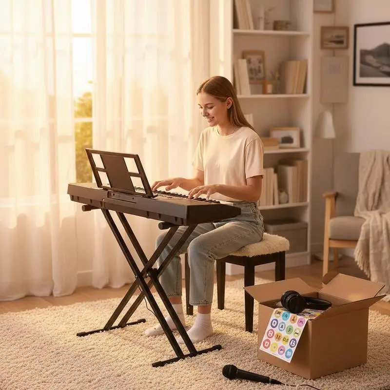61 Key Digital Keyboard Piano, 200 Tones 200 Rhythms, Electric Portable Piano Keyboard Kit with 60 Demo Songs Built-In Dual Speakers Headphones, Piano Stickers for Beginners Learning
61 Key Digital Keyboard Piano, 200 Tones 200 Rhythms, Electric Portable Piano Keyboard Kit with 60 Demo Songs Built-In Dual Speakers Headphones, Piano Stickers for Beginners Learning