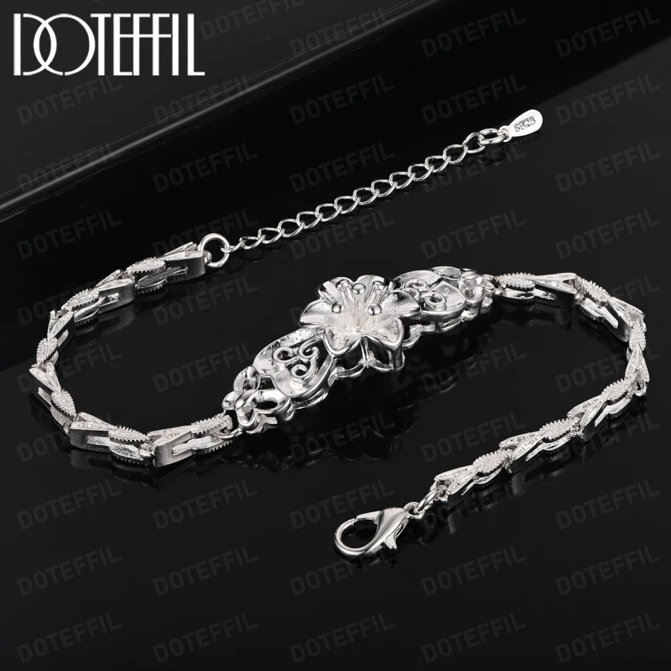 DOTEFFIL Rose Flower Pendant Bracelet 925 Sterling Silver For Women Wedding Engagement Party Fashion Charm Jewelry
DOTEFFIL Rose Flower Pendant Bracelet 925 Sterling Silver For Women Wedding Engagement Party Fashion Charm Jewelry