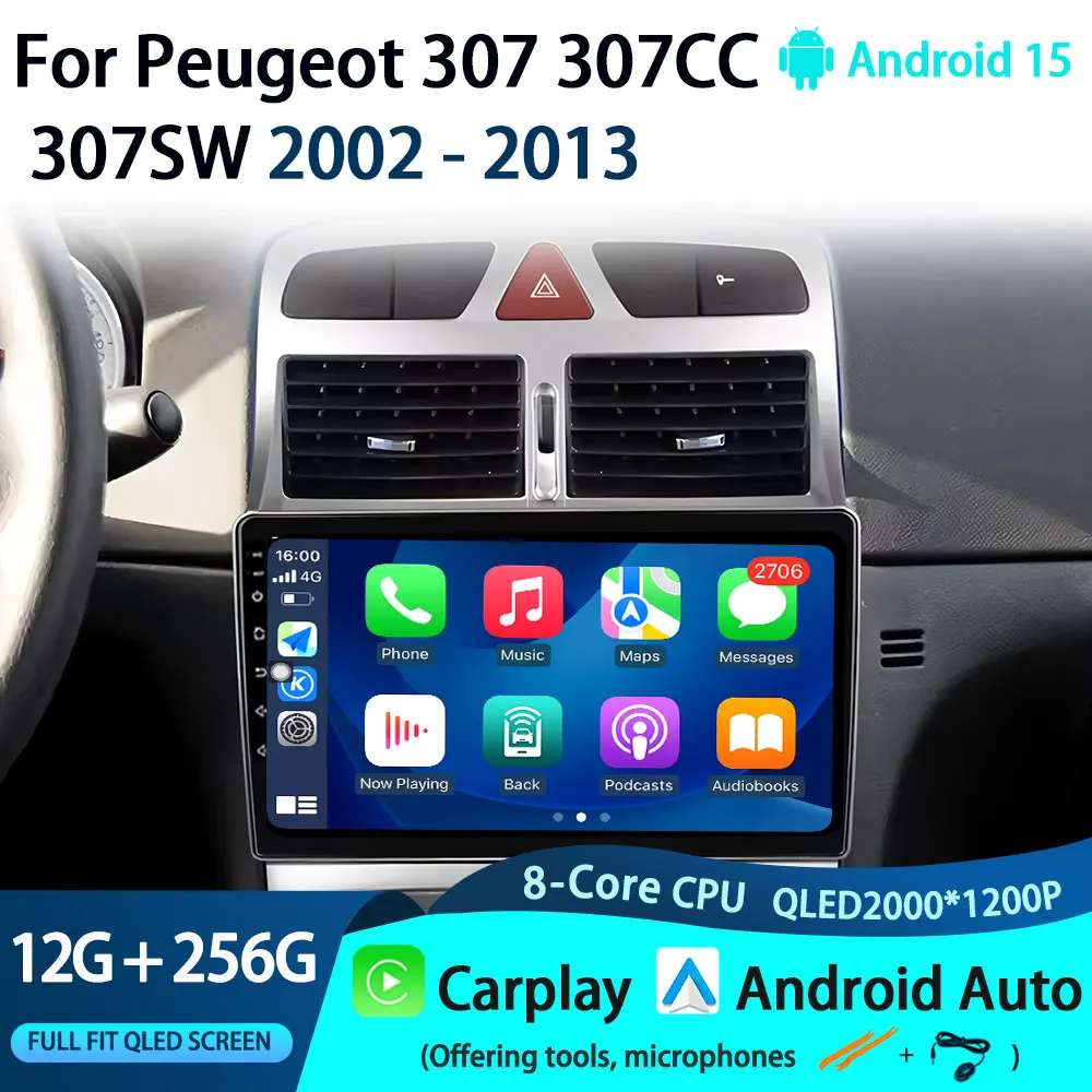 Android 15 Autoradio For Peugeot 307 307CC 307SW 2002-2013 9inch Car Radio Multimedia Video Player Wireless CarPlay Android Auto
Android 15 Autoradio For Peugeot 307 307CC 307SW 2002-2013 9inch Car Radio Multimedia Video Player Wireless CarPlay Android Auto
