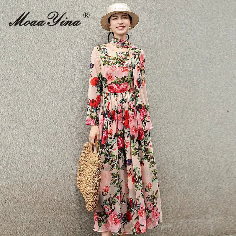 MoaaYina Lightweight Mesh Beach Vacation Dress With Printed Round Neck Long Sleeved Lace Up Dress For Spring And Summer
MoaaYina Lightweight Mesh Beach Vacation Dress With Printed Round Neck Long Sleeved Lace Up Dress For Spring And Summer