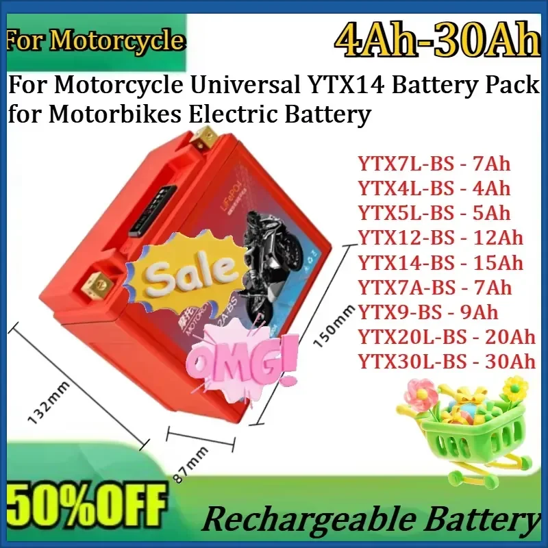 For Motorcycle Universal YTX14 Battery Pack for Motorbikes Electric Battery New High Quality 12V LiFePO4 Starting Battery
For Motorcycle Universal YTX14 Battery Pack for Motorbikes Electric Battery New High Quality 12V LiFePO4 Starting Battery