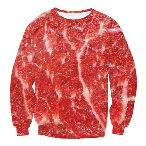 Funny Food Meat 3D Print T-Shirt Men Women Fashion Casual Long Sleeve O-Neck T Shirts Oversized Harajuku Tees Tops Man Clothing