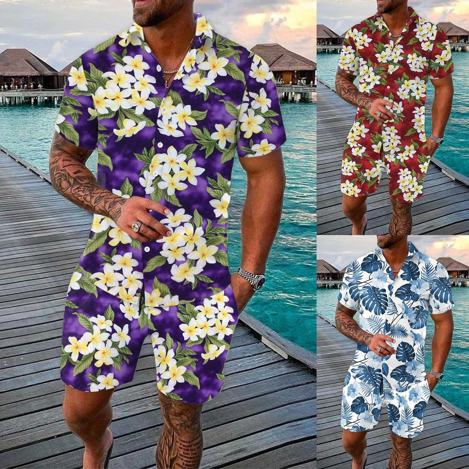 Men's Spring/summer Leisure Sports Hawaii Beach Style Stitching Stripe Print Short Sleeved Shirt Pants Two Fit Suits for Men
Men's Spring/summer Leisure Sports Hawaii Beach Style Stitching Stripe Print Short Sleeved Shirt Pants Two Fit Suits for Men