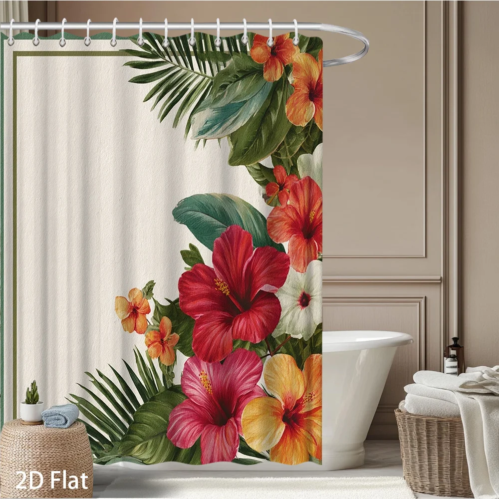 2D Flat, 2D Flat, 1pc a Two-Dimensional Flat Shower Curtain Featuring Tropical Floral Designs with Red, Pink, And Orange Flowers
2D Flat, 2D Flat, 1pc a Two-Dimensional Flat Shower Curtain Featuring Tropical Floral Designs with Red, Pink, And Orange Flowers