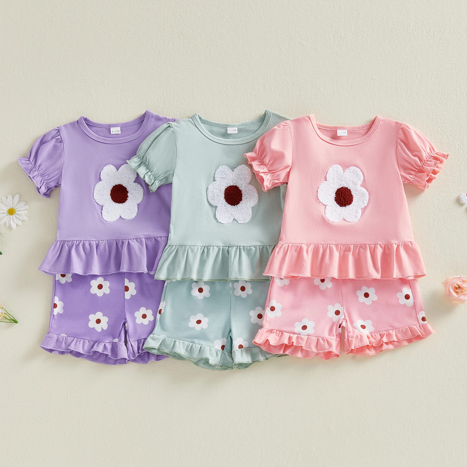 Комплекты из двух предметов для маленьких девочек, повседневные летние топы и шорты с короткими рукавами и круглым вырезом с цветочной вышивкой, одежда для малышей
Комплекты из двух предметов для маленьких девочек, повседневные летние топы и шорты с короткими рукавами и круглым вырезом с цветочной вышивкой, одежда для малышей