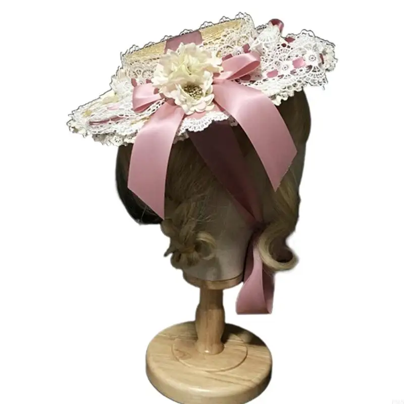 P88B Women Girls Elegant Tea Party Flat Hat Multilayer Lace Bonnet Artificial Flower Ribbon Bow Straw Beach for Sun
P88B Women Girls Elegant Tea Party Flat Hat Multilayer Lace Bonnet Artificial Flower Ribbon Bow Straw Beach for Sun