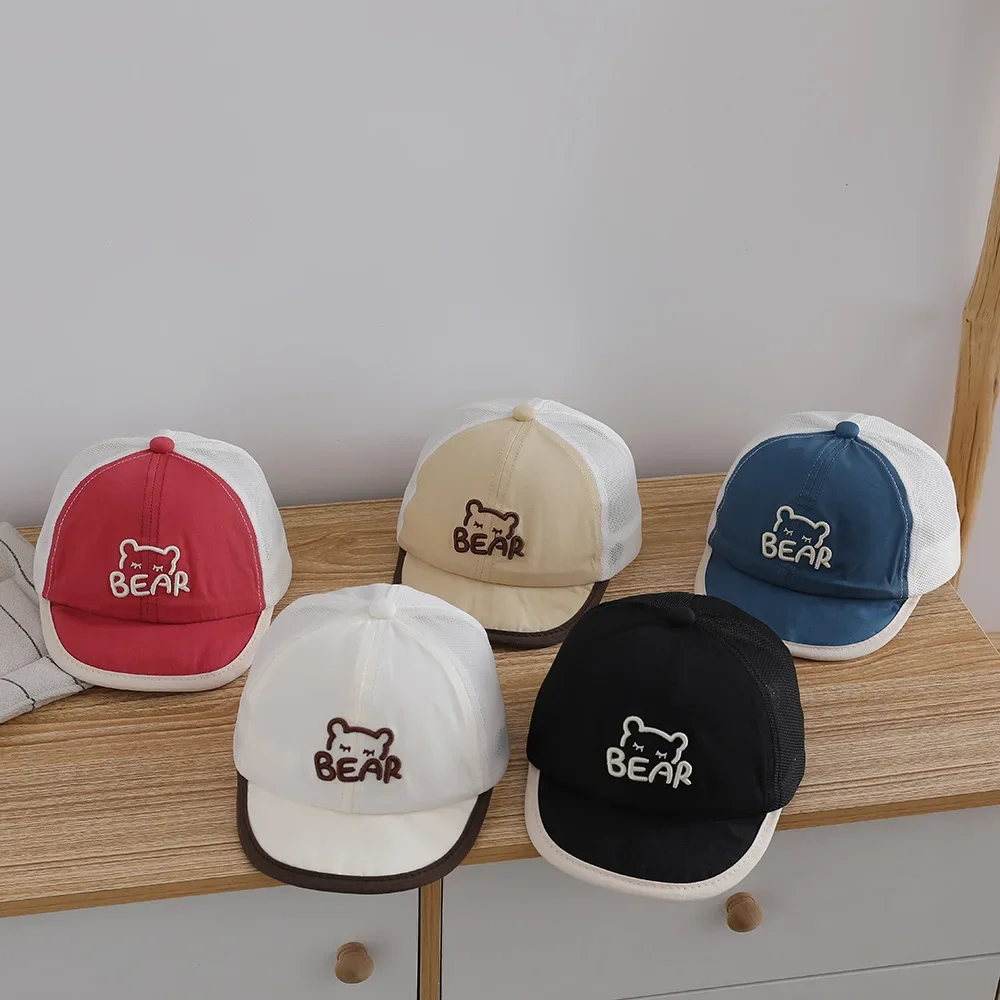Cartoon Bear Baby Baseball Cap Summer Thin Mesh Breathable Sun Hat Solid Color Cotton Adjustable Kids Peaked Caps
Cartoon Bear Baby Baseball Cap Summer Thin Mesh Breathable Sun Hat Solid Color Cotton Adjustable Kids Peaked Caps