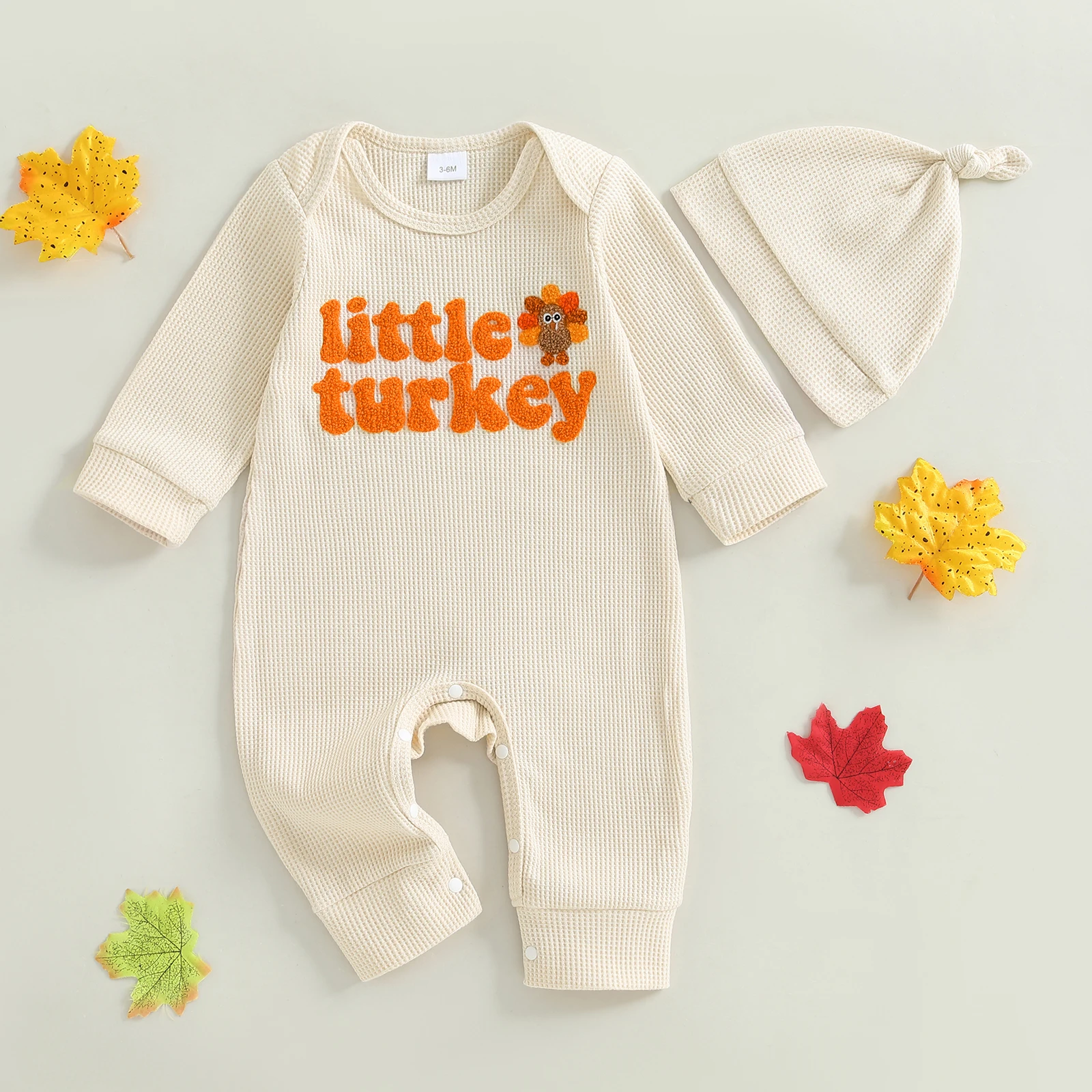 Newborn Baby Thanksgiving Outfits Long Sleeve Crew Neck Letter Turkey Embroidery Full Length Romper with Hat 
Newborn Baby Thanksgiving Outfits Long Sleeve Crew Neck Letter Turkey Embroidery Full Length Romper with Hat