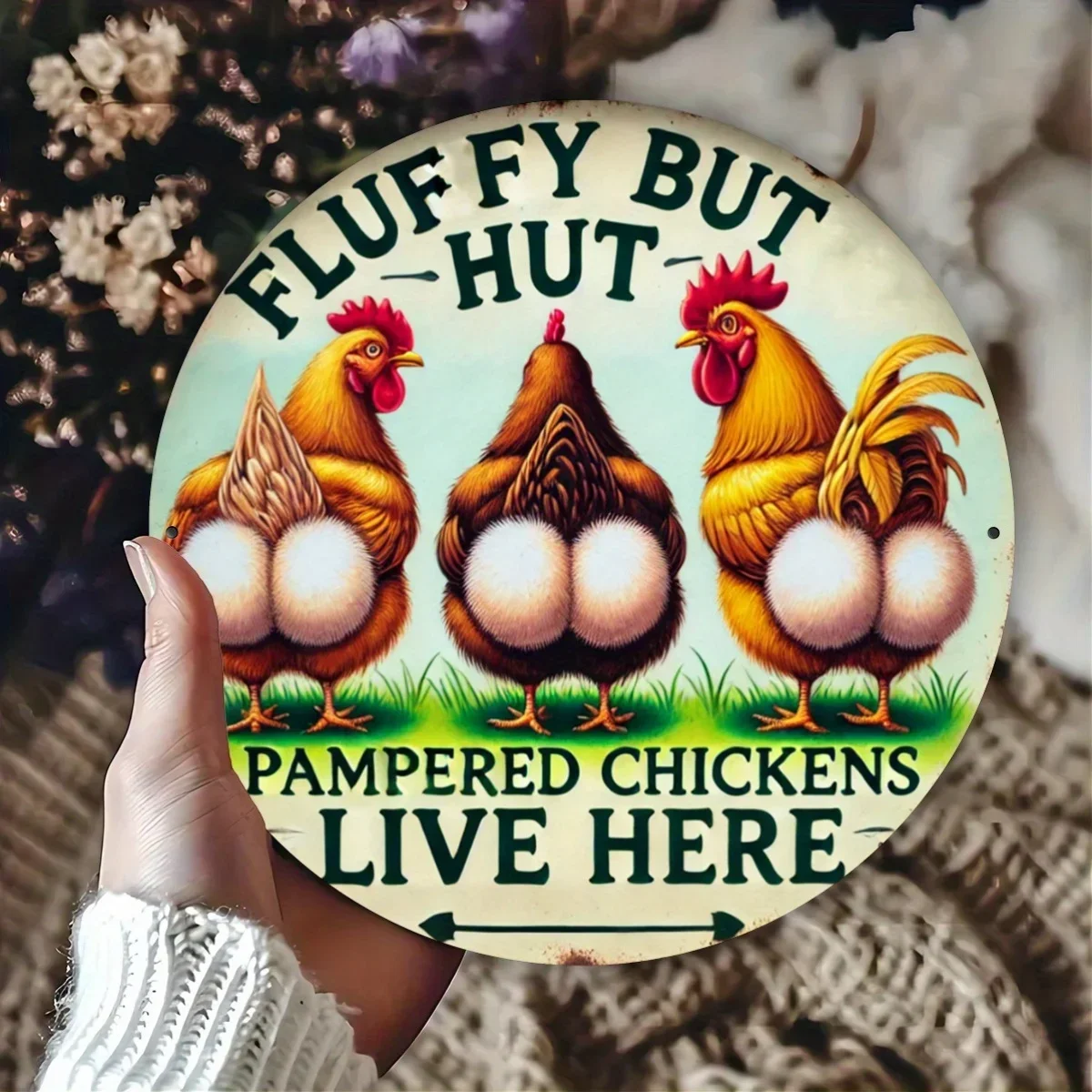 Retro tinplate painting"Fluffy Butt Hut" Pamppered Chickens Wall Art, Rustic Farmhouse Decor for Home, Garden, Shop, Bar, Iron A
Retro tinplate painting"Fluffy Butt Hut" Pamppered Chickens Wall Art, Rustic Farmhouse Decor for Home, Garden, Shop, Bar, Iron A