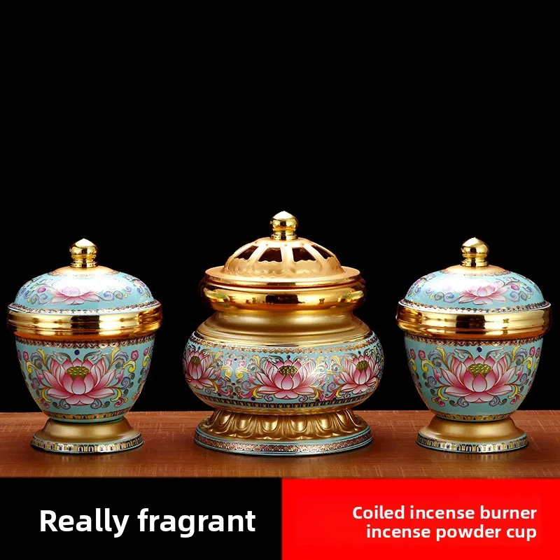 Brass Alloy Incense Burner for Home Buddha Offering with Incense Powder Cup and Fragrance Tray 
Brass Alloy Incense Burner for Home Buddha Offering with Incense Powder Cup and Fragrance Tray