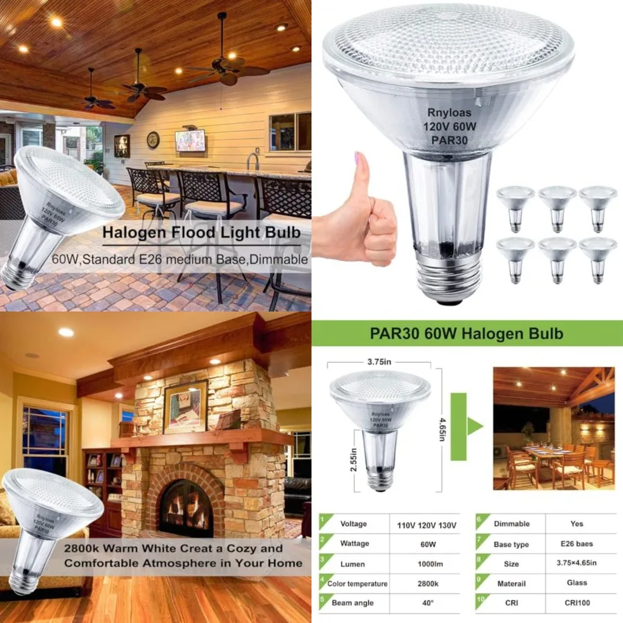 Par30 Long Neck Halogen Light Bulbs, 120V Par30 Flood Light Bulbs Dimmable CS, Par30L Halogen Bulb E26 Base 2800K Warm White fo
Par30 Long Neck Halogen Light Bulbs, 120V Par30 Flood Light Bulbs Dimmable CS, Par30L Halogen Bulb E26 Base 2800K Warm White fo