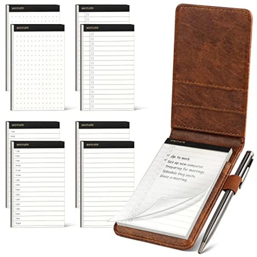 10 Pieces Notepad Holder Set Pocket Notebook - Included Mini Pocket Notepad Holder Set with 8 Memo Book Refills and Metal Pen f
10 Pieces Notepad Holder Set Pocket Notebook - Included Mini Pocket Notepad Holder Set with 8 Memo Book Refills and Metal Pen f