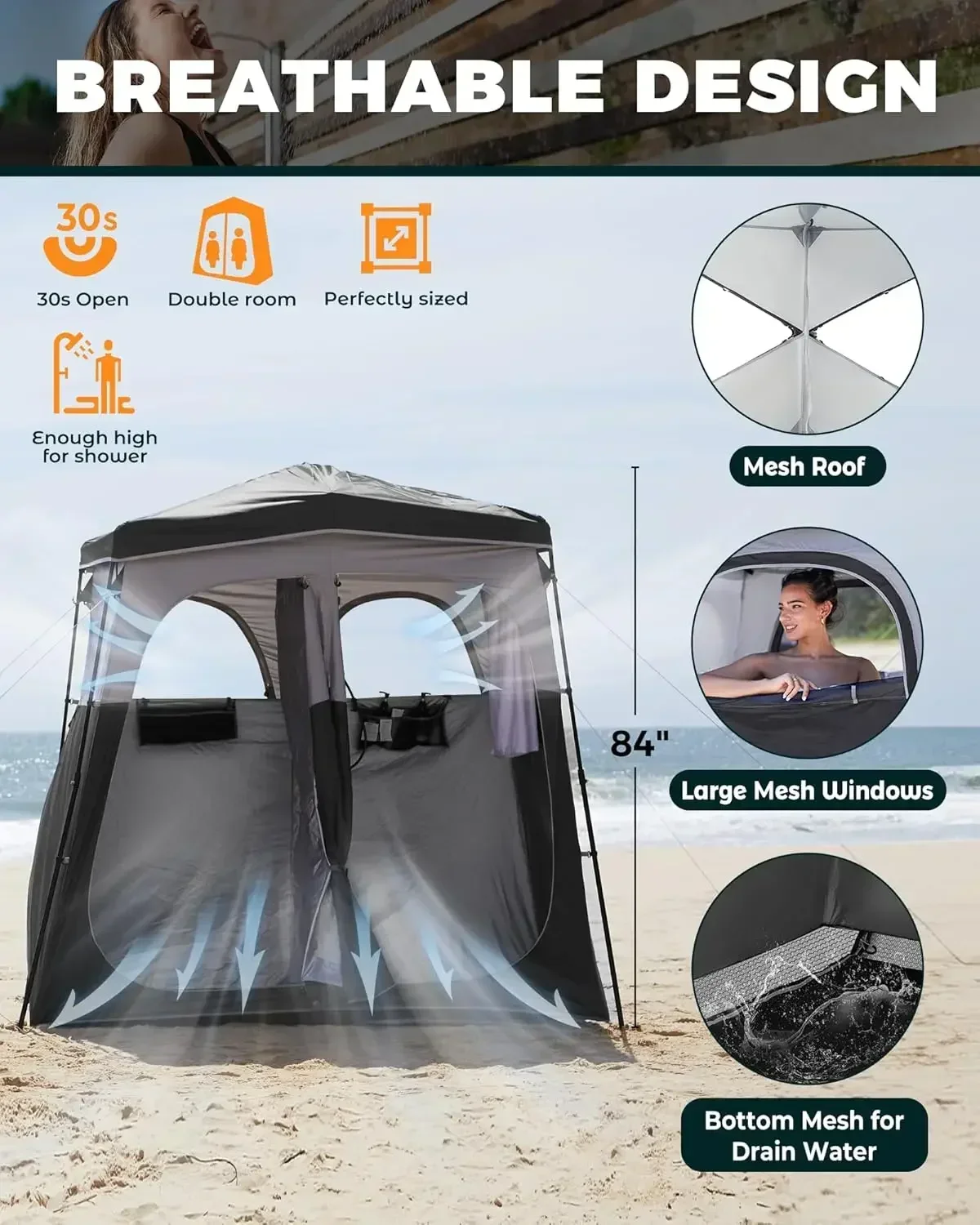 Instant Shower Tent, Portable Superior Stable Privacy Shelter, 2 Large Rooms Outdoor Toilet Tent with Floor for Beach, Camping &
Instant Shower Tent, Portable Superior Stable Privacy Shelter, 2 Large Rooms Outdoor Toilet Tent with Floor for Beach, Camping &