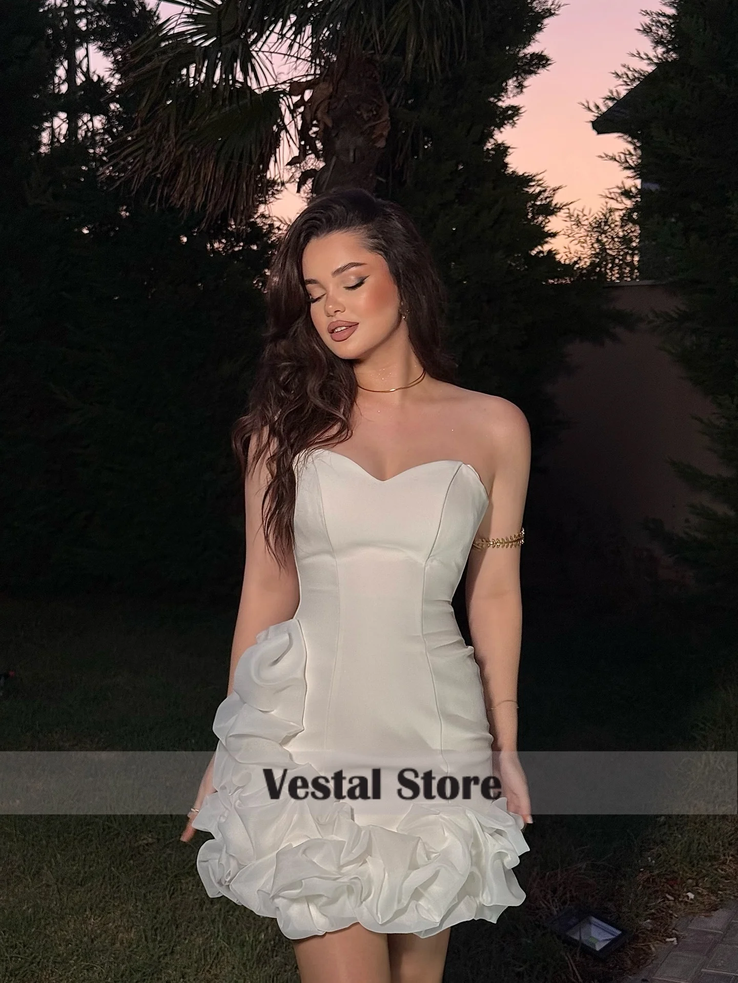 Vestal Sweetheart Satin Mini Dress 3D Ruffle Ruched Bodycon Short Birthday Cocktail Dress Party Gown Customized
Vestal Sweetheart Satin Mini Dress 3D Ruffle Ruched Bodycon Short Birthday Cocktail Dress Party Gown Customized