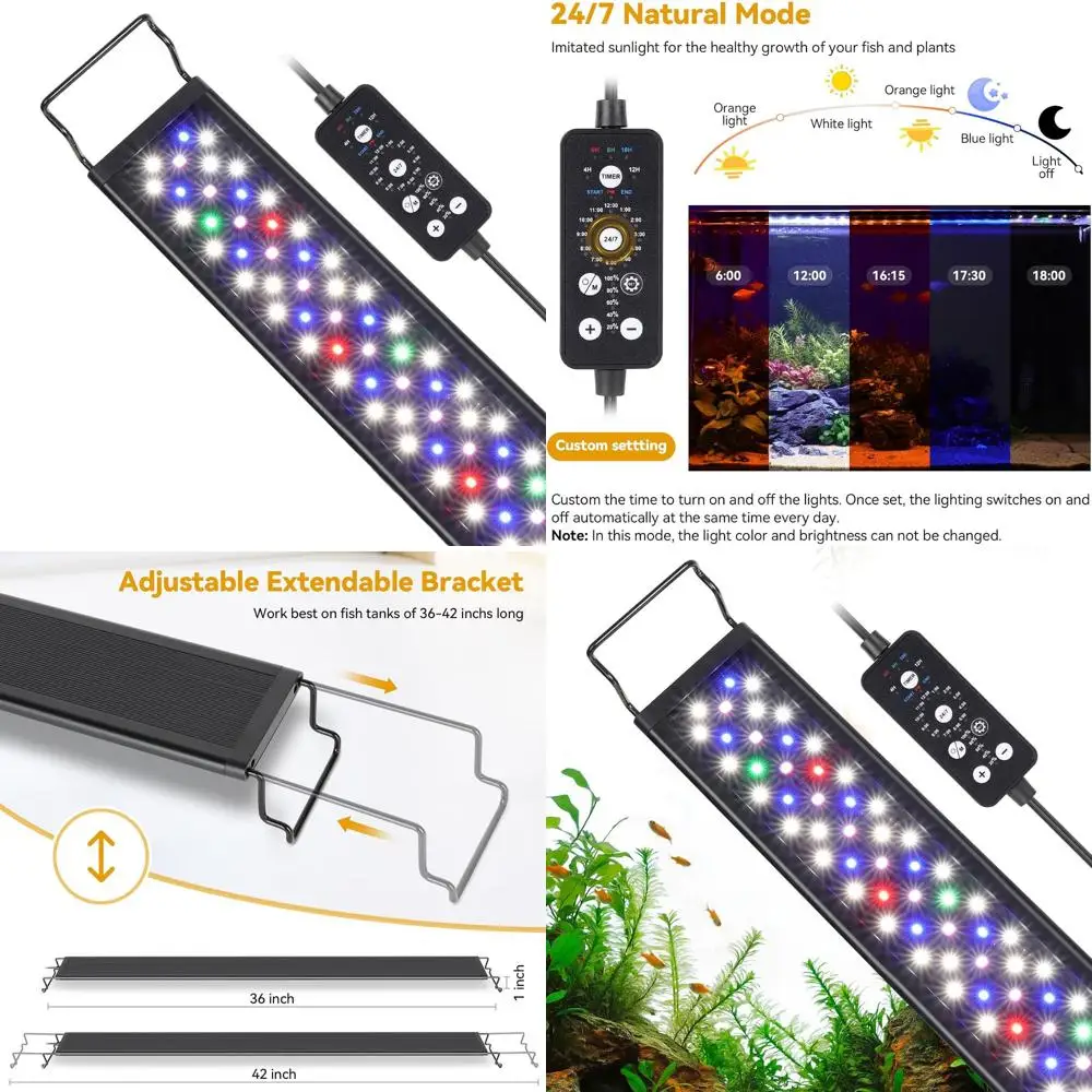 36W LED Aquarium Light for 36-42 Inch Tanks with Timer, Auto On/Off, Sunset Effect, Adjustable Brightness, and Full Spectrum for
36W LED Aquarium Light for 36-42 Inch Tanks with Timer, Auto On/Off, Sunset Effect, Adjustable Brightness, and Full Spectrum for