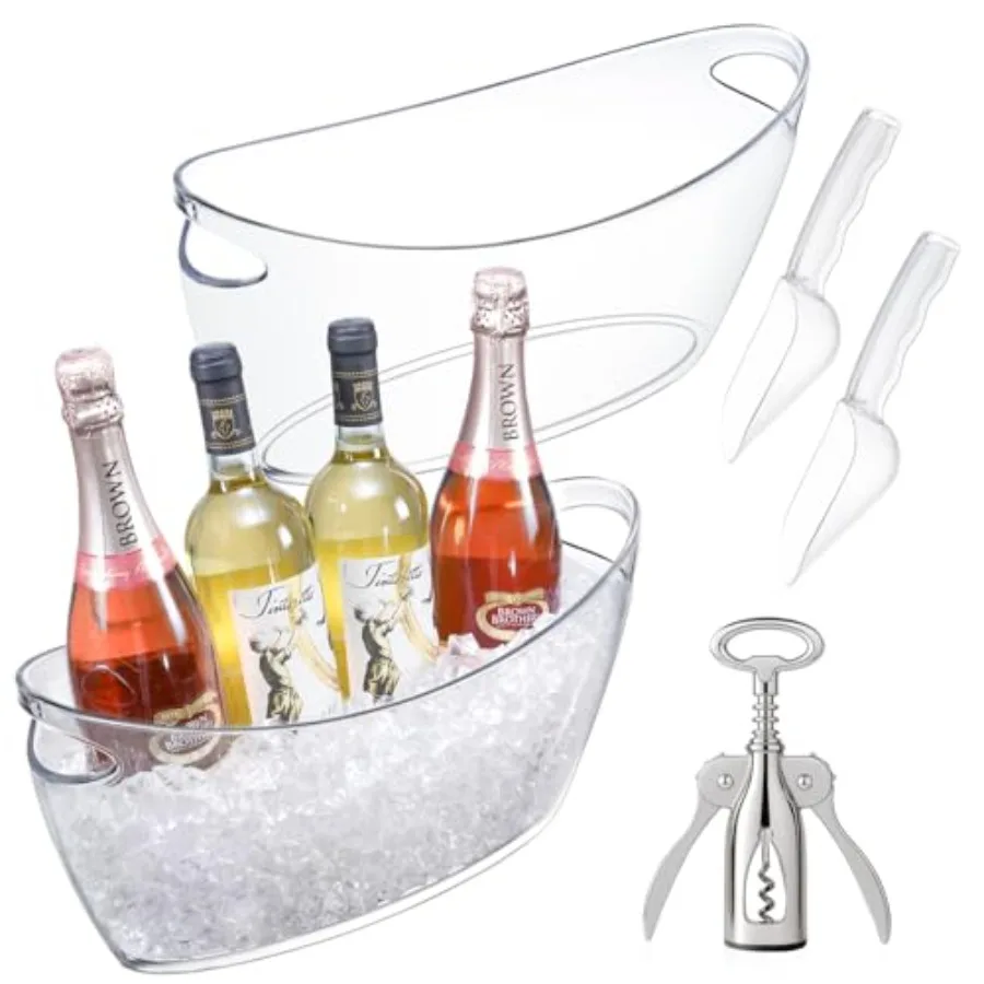 Ice Bucket for Parties, 2PCS Clear Acrylic Drink Buckets with Scoop and Metal Wine Bottle Opener, 5.5L Large Champagne Bucket T
Ice Bucket for Parties, 2PCS Clear Acrylic Drink Buckets with Scoop and Metal Wine Bottle Opener, 5.5L Large Champagne Bucket T