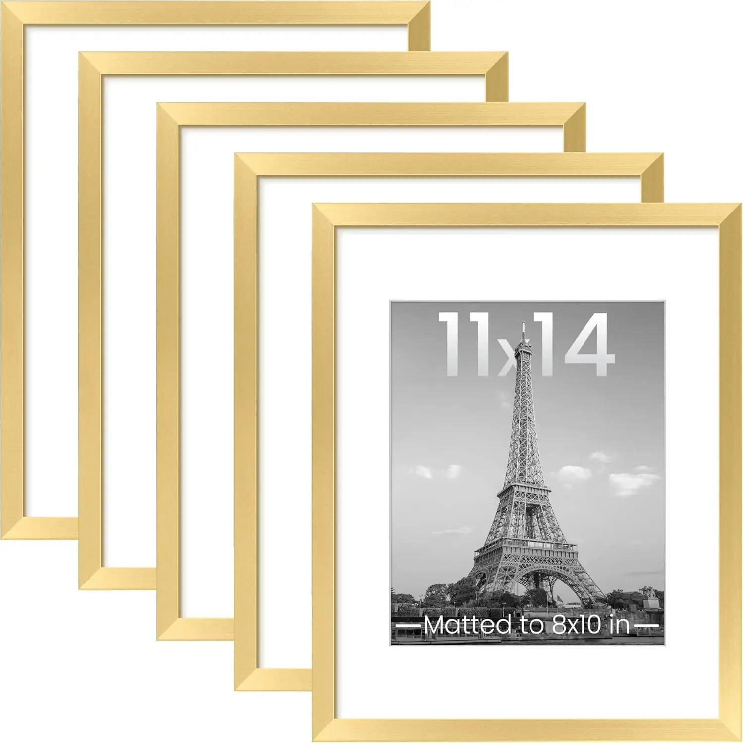 Набор из 5 фоторамок 11x14, для фотографий 8x10 с паспарту или 11x14 без паспарту, настенные галерейные фоторамки, золотистые
Набор из 5 фоторамок 11x14, для фотографий 8x10 с паспарту или 11x14 без паспарту, настенные галерейные фоторамки, золотистые