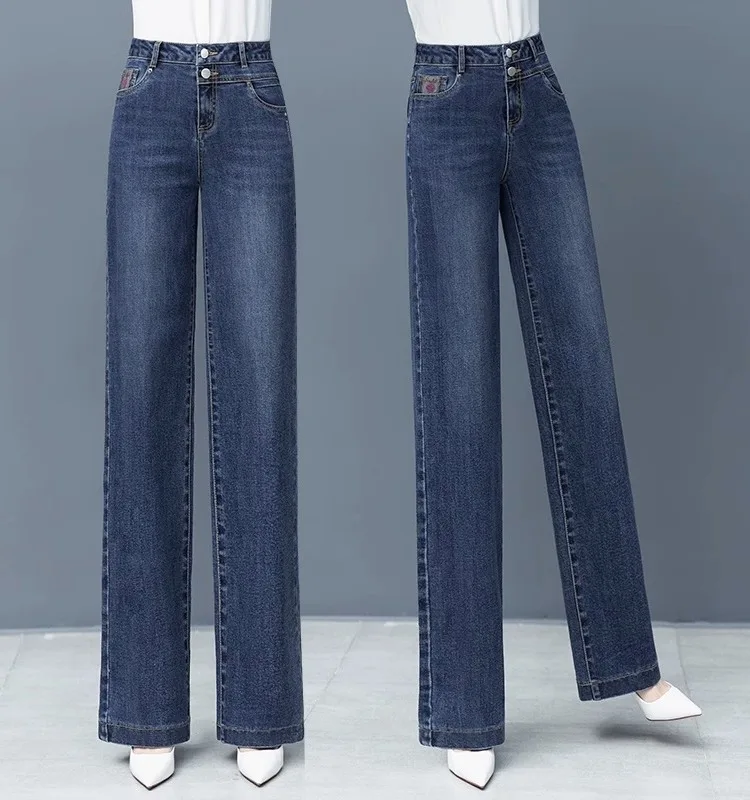 Джинсы женские с высокой талией, широкие, свободные, прямые, стрейч, из хлопка, на пуговицах и молнии, для весны и осени, с эффектом стройности
Джинсы женские с высокой талией, широкие, свободные, прямые, стрейч, из хлопка, на пуговицах и молнии, для весны и осени, с эффектом стройности