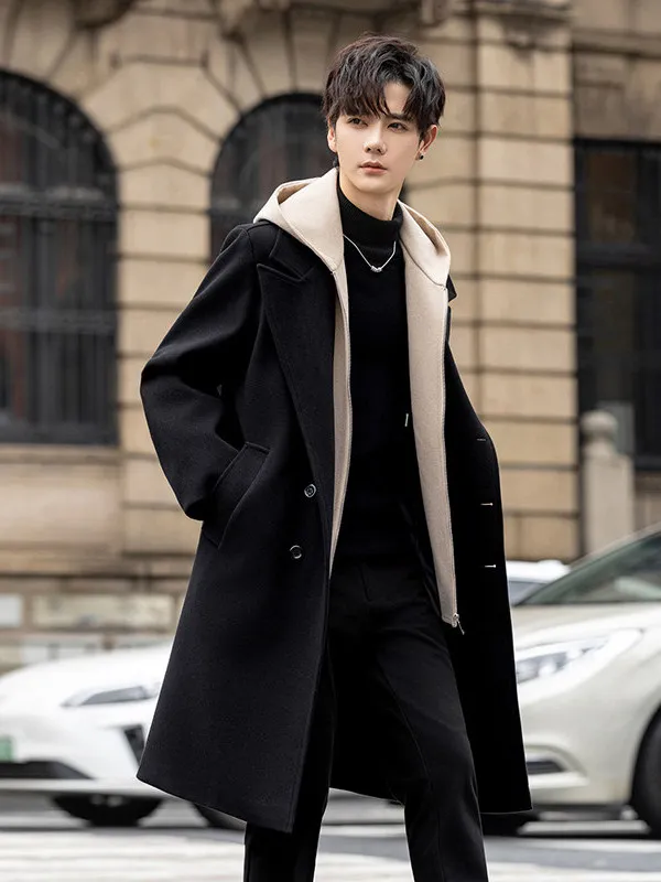 Bla Men's Woolen Coat with Hood Mid-Length Double-Breasted Autumn Winter Faionable Casual Warm Pure Color XJW250625
Bla Men's Woolen Coat with Hood Mid-Length Double-Breasted Autumn Winter Faionable Casual Warm Pure Color XJW250625