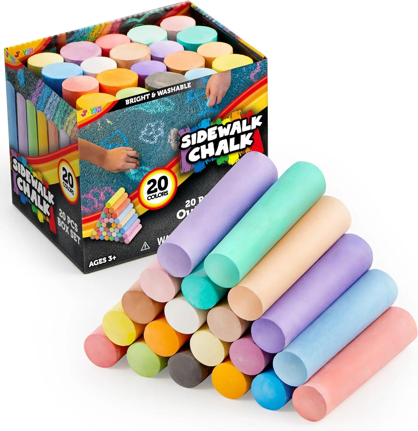 20 Colors Washable Sidewalk Chalk Set, Non-Toxic Jumbo Chalk for Kids Outdoor Games & School Supplies
20 Colors Washable Sidewalk Chalk Set, Non-Toxic Jumbo Chalk for Kids Outdoor Games & School Supplies