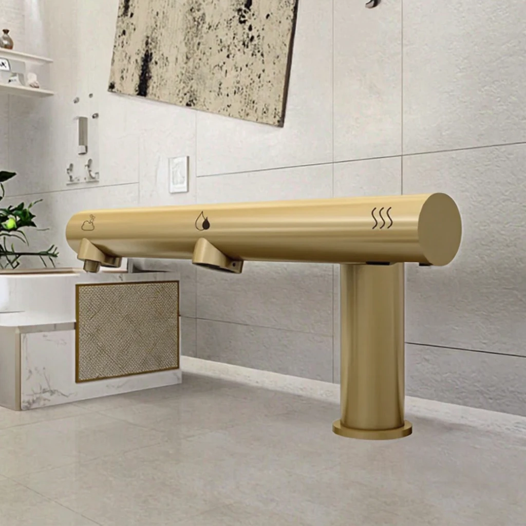 Modern Design 3-in-1 Automatic Single-Handle Brass Soap Dispenser Basin Faucet Hand Dryer Ceramic Valve Core Touchless Deck
Modern Design 3-in-1 Automatic Single-Handle Brass Soap Dispenser Basin Faucet Hand Dryer Ceramic Valve Core Touchless Deck