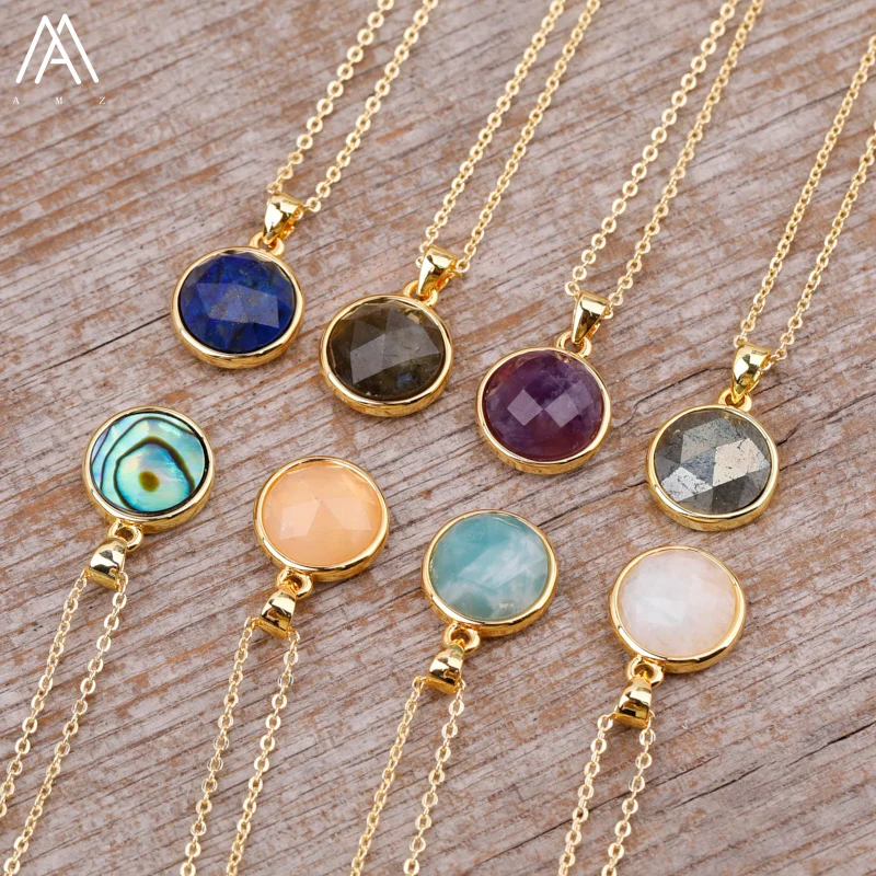 Bohemia Simple Stone Beads Round Pendant Necklace Fashion Women Gold Chains Choker Necklace Designer Birthstones Jewelry Gifts
Bohemia Simple Stone Beads Round Pendant Necklace Fashion Women Gold Chains Choker Necklace Designer Birthstones Jewelry Gifts
