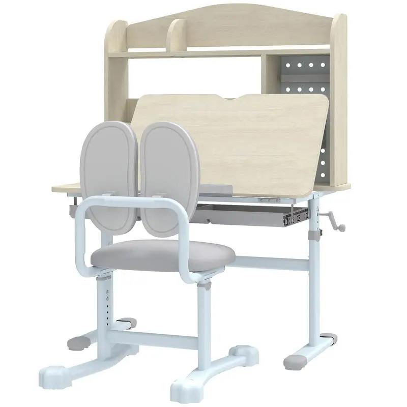 Kids Study Desk and Chair Set with Adjustable Height, Tiltable Desktop, Hutch and Drawer for Ages 3-12, Gray
Kids Study Desk and Chair Set with Adjustable Height, Tiltable Desktop, Hutch and Drawer for Ages 3-12, Gray
