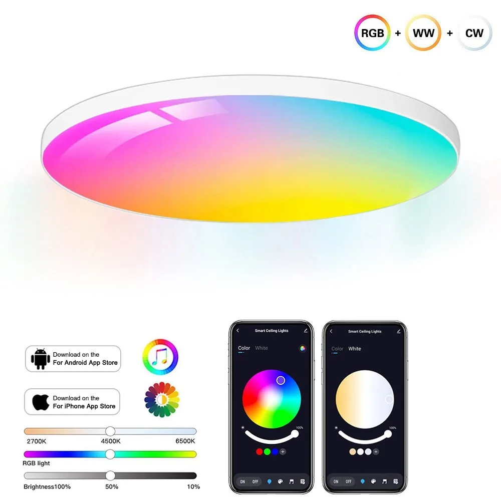 LED Smart RGB Ceiling Lamp Ultra Thin 2.4G WiFi App Control Voice Control Decoration Ceiling Light for Bedroom Work With Tuya
LED Smart RGB Ceiling Lamp Ultra Thin 2.4G WiFi App Control Voice Control Decoration Ceiling Light for Bedroom Work With Tuya