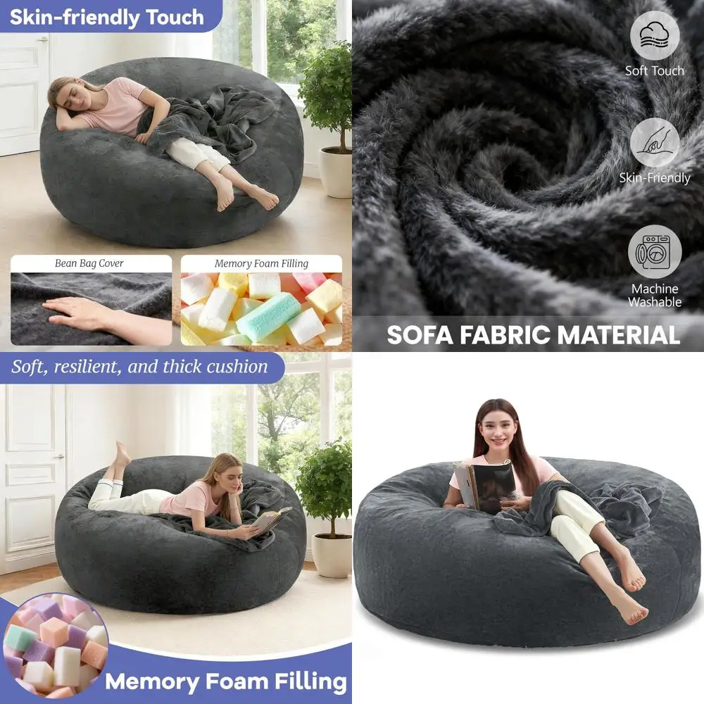 Large Memory Foam Bean Bag Chair for Adults & Teens - Soft Sofa with Removable Cover, Ideal for Living Room, Bedroom, or Dorm (G
Large Memory Foam Bean Bag Chair for Adults & Teens - Soft Sofa with Removable Cover, Ideal for Living Room, Bedroom, or Dorm (G