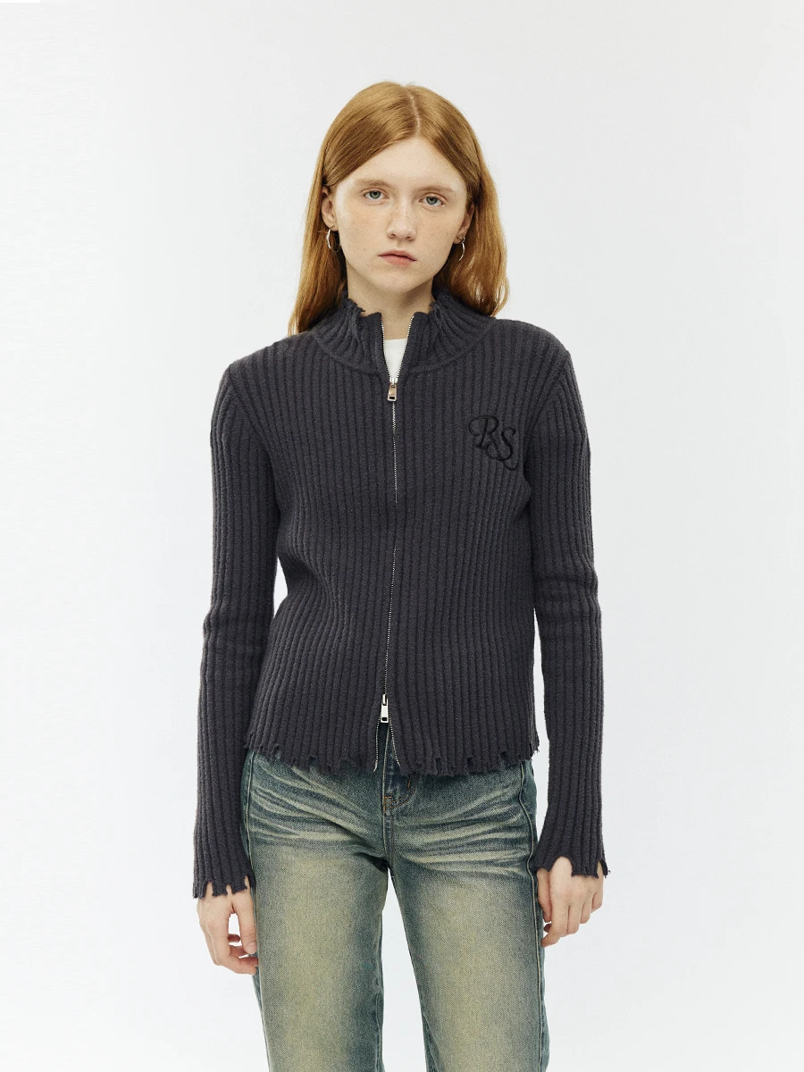 UnderStr RS Faded Destroyed Stand Collar Double Zipper Slimming Basic f High Collar Open Cardigan Knitted Sweater
UnderStr RS Faded Destroyed Stand Collar Double Zipper Slimming Basic f High Collar Open Cardigan Knitted Sweater