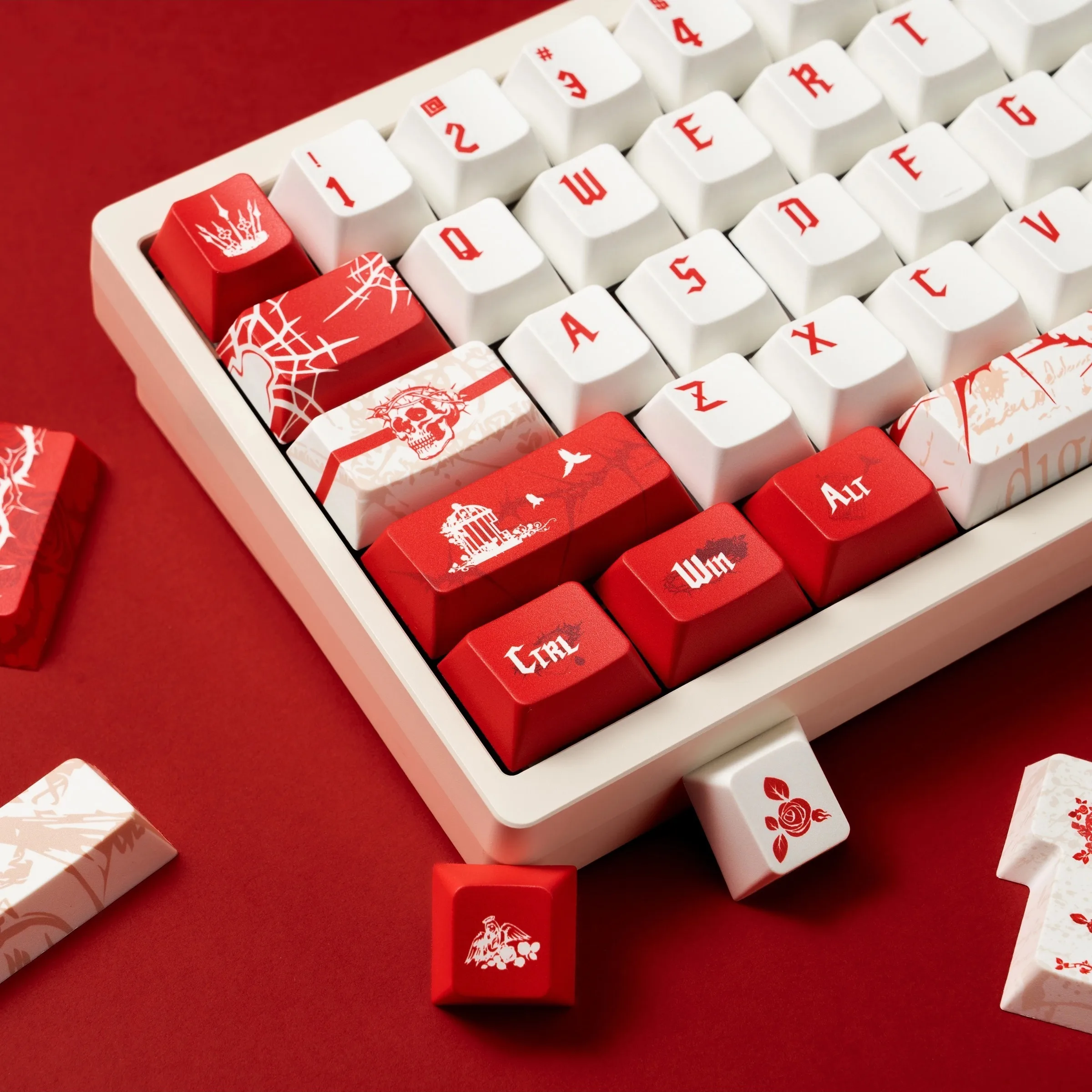 Набор клавиш с тематикой Thorn Rose, PBT Cherry Profile, пятисторонняя термосублимация, колпачки для клавиш в готическом стиле, 127 клавиш, красные, белые колпачки для клавиатуры
Набор клавиш с тематикой Thorn Rose, PBT Cherry Profile, пятисторонняя термосублимация, колпачки для клавиш в готическом стиле, 127 клавиш, красные, белые колпачки для клавиатуры