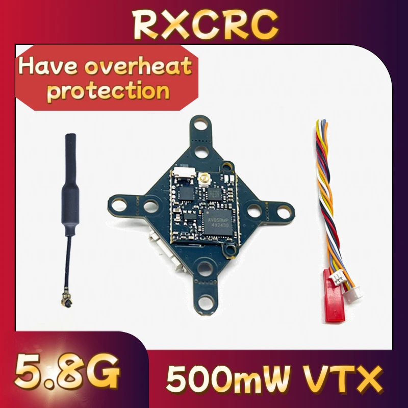RXCRC FPV VTX transmitter Module 5.8G 48CH 500mW power adjustable DC 7-24V with overheat protection VTX for RC FPV Racing Drone
RXCRC FPV VTX transmitter Module 5.8G 48CH 500mW power adjustable DC 7-24V with overheat protection VTX for RC FPV Racing Drone