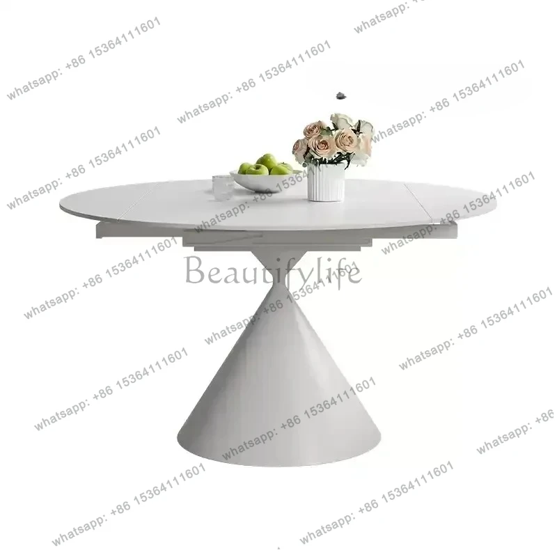 Nordic telescopic rock slab dining table household round folding white French cream wind round table
Nordic telescopic rock slab dining table household round folding white French cream wind round table
