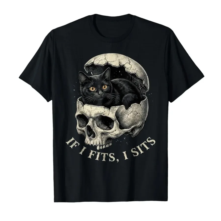 If It Fits I Sit Black Cat Gothic Skull and Cat Lover Humor T-shirt For Men Women 100% Cotton T Shirts Short Sleeve Tops 0417-2
If It Fits I Sit Black Cat Gothic Skull and Cat Lover Humor T-shirt For Men Women 100% Cotton T Shirts Short Sleeve Tops 0417-2